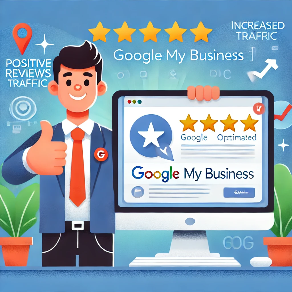 DALL·E 2024 07 08 12.33.15 An illustration representing the conclusion of an article about Google My Business. The image features a satisfied business owner giving a thumbs up n