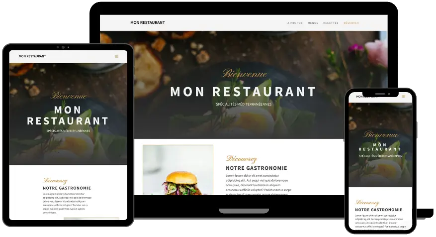 Un mockup du site exemple type pour restaurant